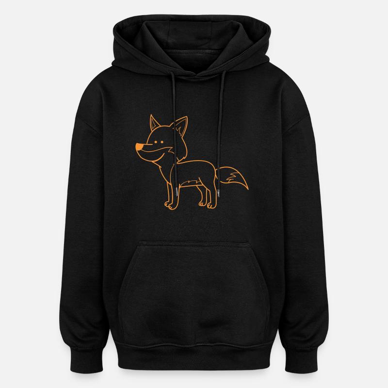 Fuchs Comic - Oversized Unisex Hoodie - Schwarz