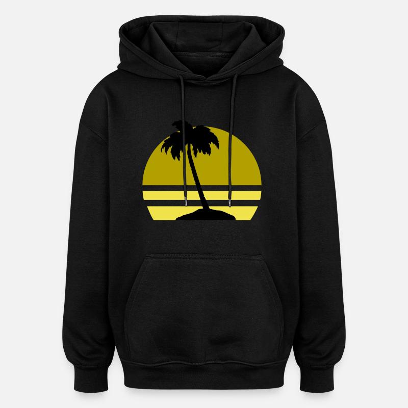 Île Palm - Sweat à capuche oversize unisexe - noir
