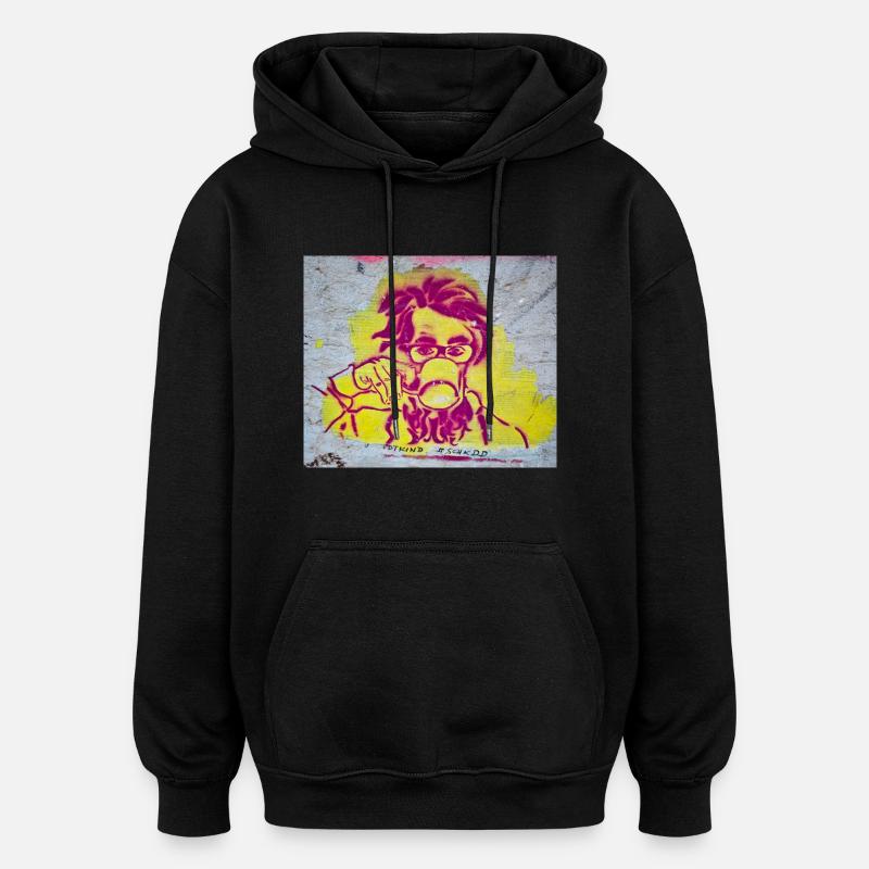Art urbain - Sweat à capuche oversize unisexe - noir