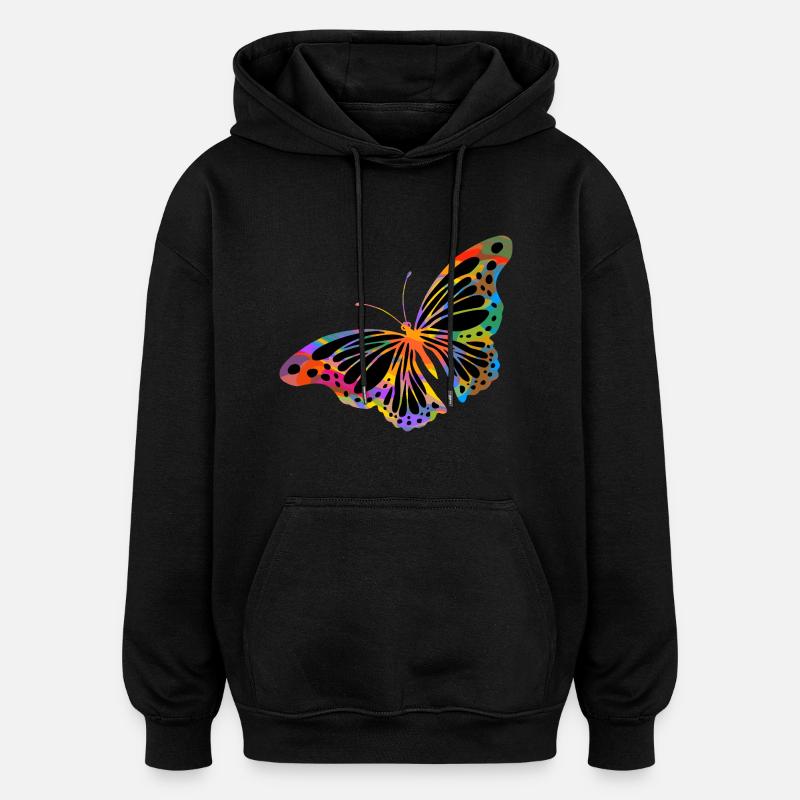 Papillon - Sweat à capuche oversize unisexe - noir