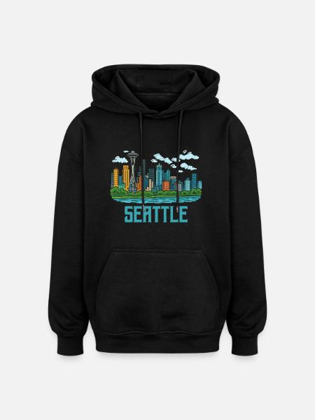 Seattle City - Oversized Unisex Hoodie - black