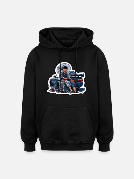 Garage Samurai - Oversized Unisex Hoodie - Schwarz