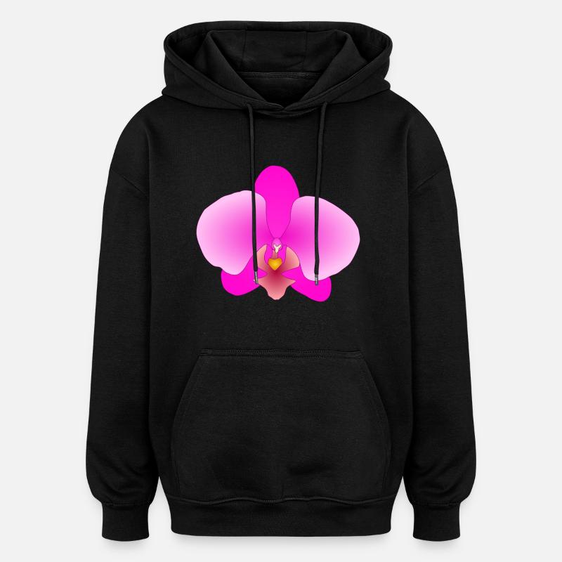 orchidée rose - Sweat à capuche oversize unisexe - noir