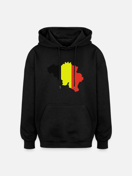 belgium drapeau map - Sweat à capuche oversize unisexe - noir