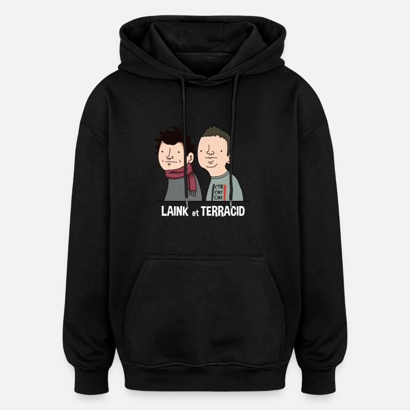Laink et Terracid - Sweat à capuche oversize unisexe - noir