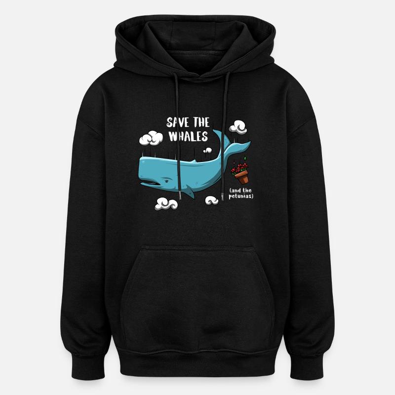 Save Whales - Sweat à capuche oversize unisexe - noir