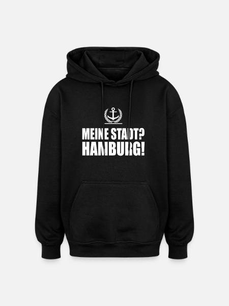 Hamburg - Oversized Unisex Hoodie - Schwarz
