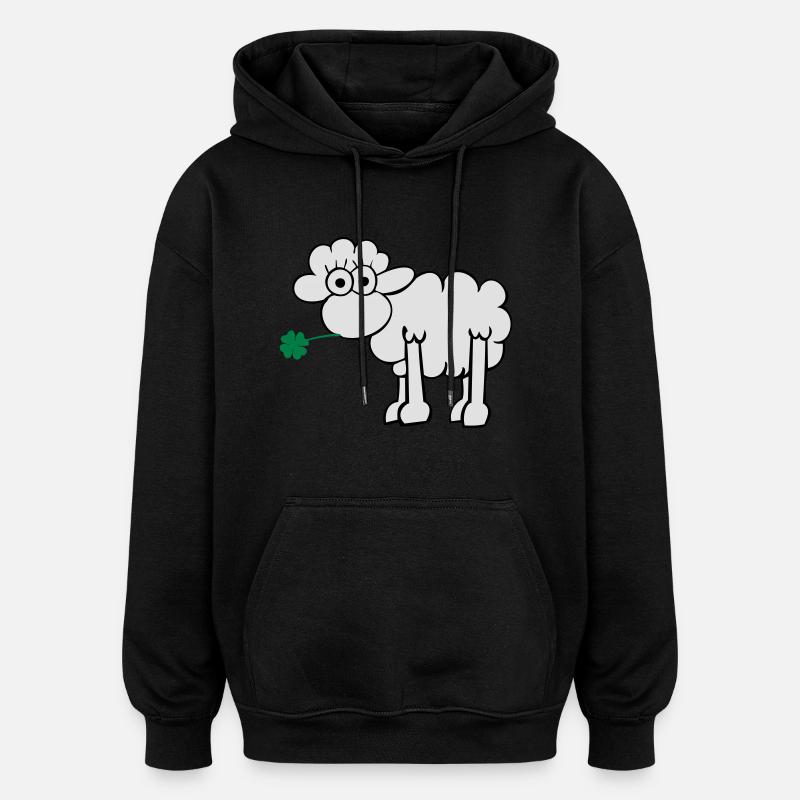 Schaf mit Kleeblatt - Oversized Unisex Hoodie - Schwarz