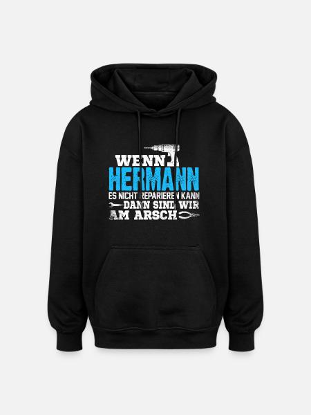 HERMANN - kann es reparieren - Oversized Unisex Hoodie - Schwarz