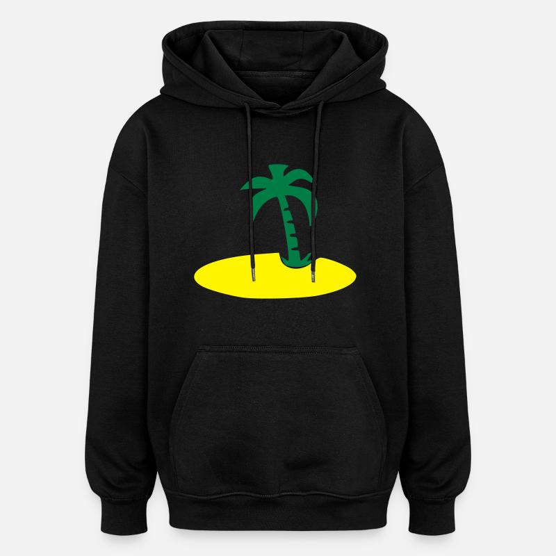 Île avec palmier - Sweat à capuche oversize unisexe - noir