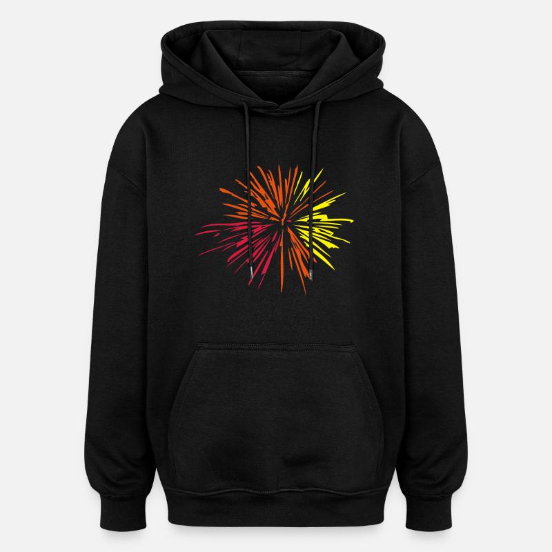 feu artifice - Sweat à capuche oversize unisexe - noir