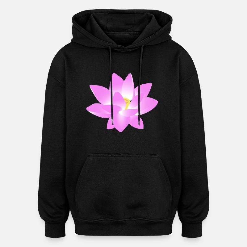 Fleur Lotus - Sweat à capuche oversize unisexe - noir