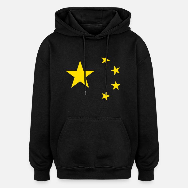China Sterne - Oversized Unisex Hoodie - Schwarz