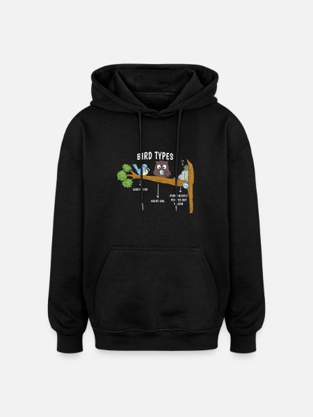 Vogelarten für Kaffeeliebhaber - Oversized Unisex Hoodie - Schwarz