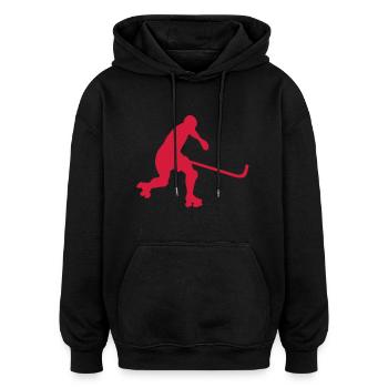 rink hockey silhouette joueur2 - Sweat à capuche oversize unisexe - noir - Devant - Noah (186cm)