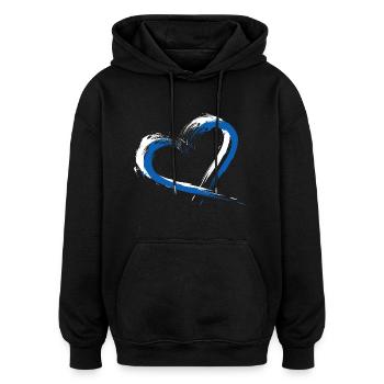 Herz Flagge Griechenland Fahne Farben Urlaub - Oversized Unisex Hoodie - Schwarz - Vorne - Noah (186cm)