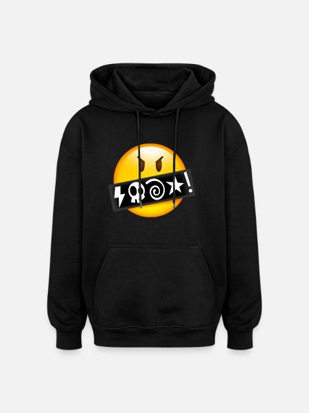 Smiley Swearing - Oversized Unisex Hoodie - Schwarz