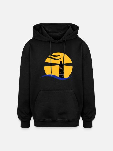 leuchtturm_02 - Oversized Unisex Hoodie - Schwarz
