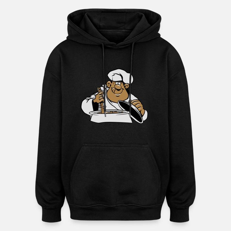 cuire cuisine bande dessinée drôle - Sweat à capuche oversize unisexe - noir