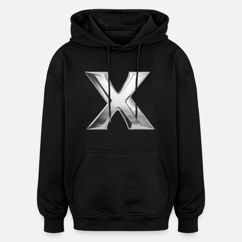Chrome ,, X " Métallisé - Sweat à capuche oversize unisexe - noir