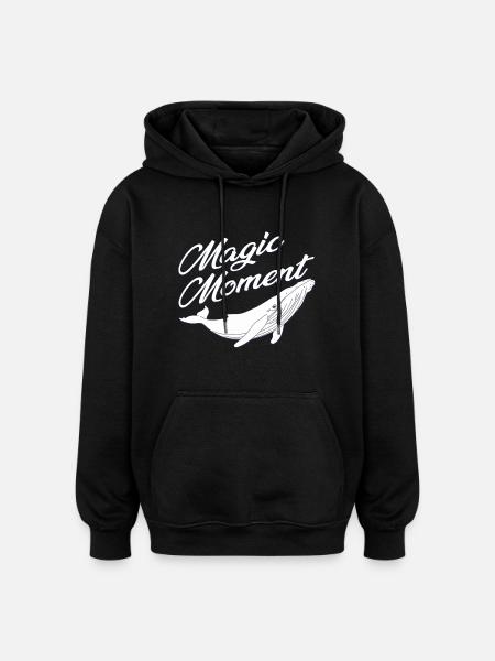 Whale - Nature Protection - Magic - Oversized Unisex Hoodie - black