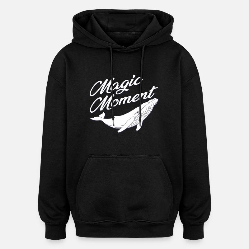 Whale - Nature Protection - Magic - Oversized Unisex Hoodie - black