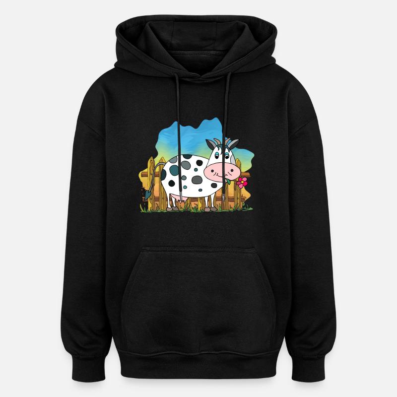 Vache - Sweat à capuche oversize unisexe - noir