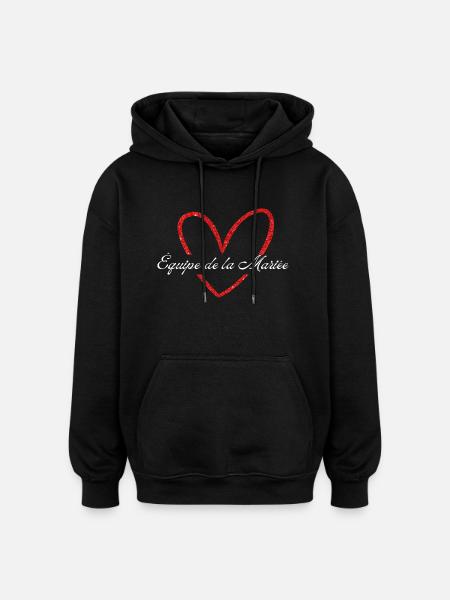 Red Glitter Heart Bride Team - Oversized Unisex Hoodie - black