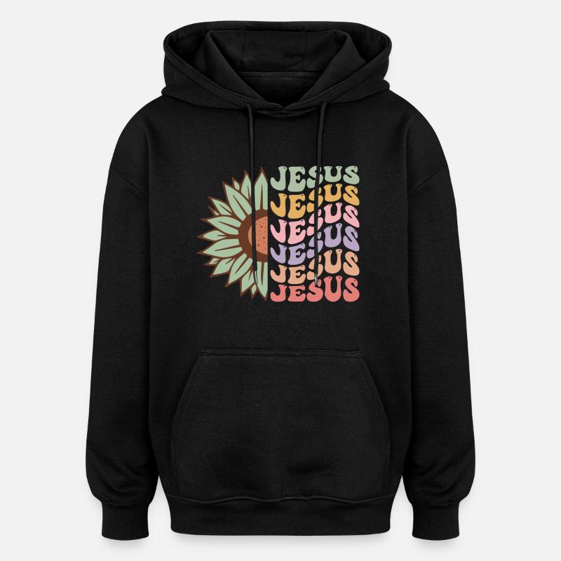 Jésus - Sweat à capuche oversize unisexe - noir