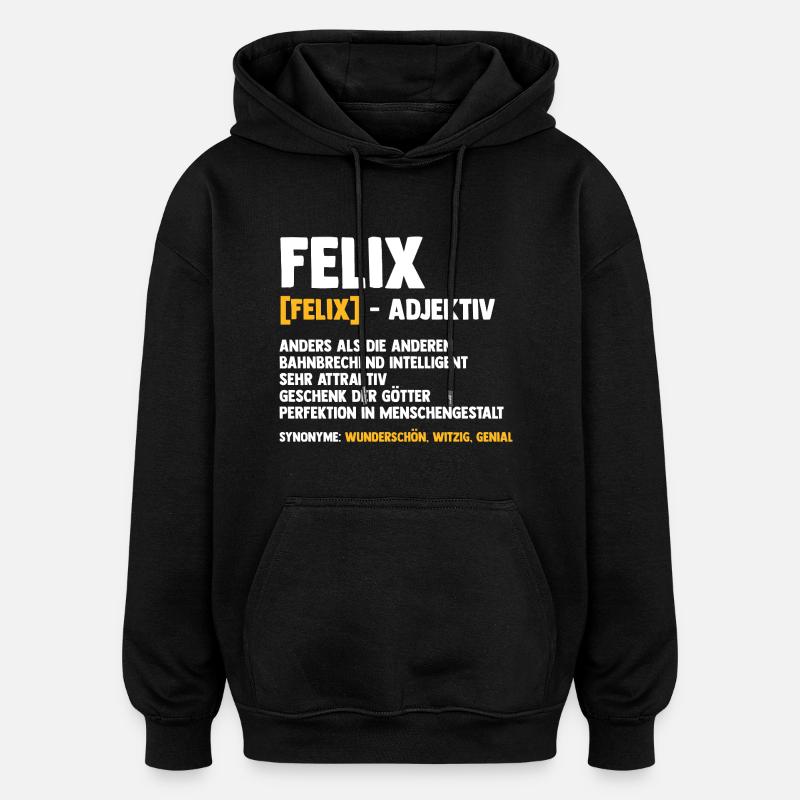 Felix - Sweat à capuche oversize unisexe - noir