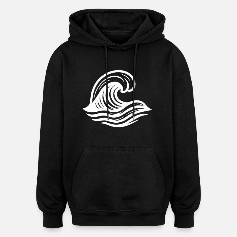 Wave Symbol Ocean - Oversized Unisex Hoodie - black