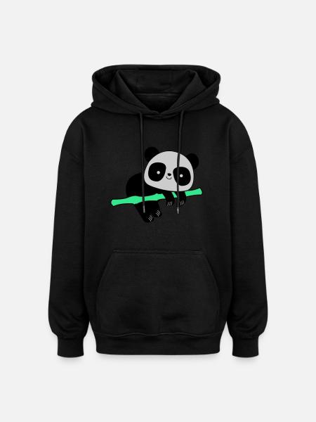 Panda - Sweat à capuche oversize unisexe - noir