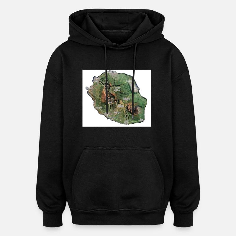 réunion - Sweat à capuche oversize unisexe - noir