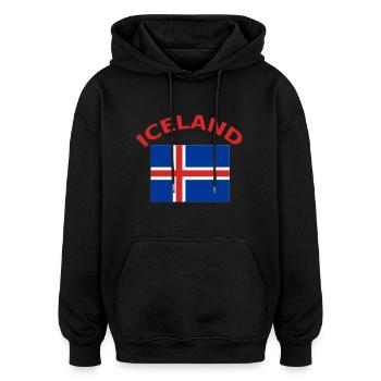 Islande, Islande, drapeau, drapeau - Sweat à capuche oversize unisexe - noir - Devant - Noah (186cm)