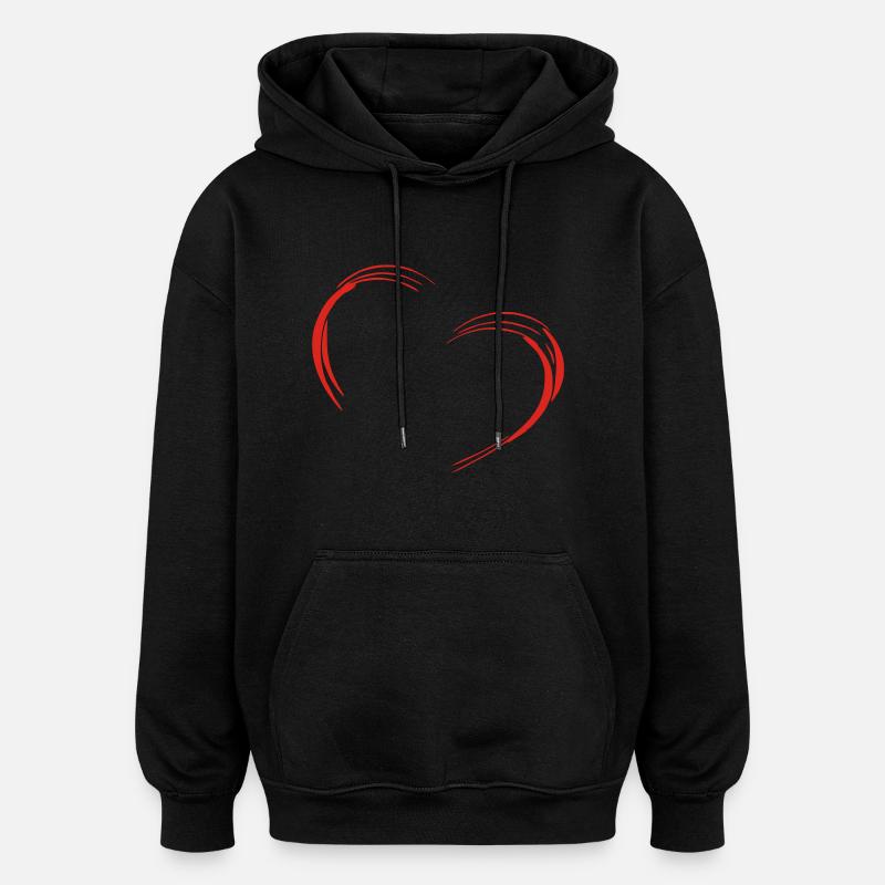 Herz - Oversized Unisex Hoodie - Schwarz