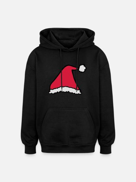 Santa Hat - Oversized Unisex Hoodie - black