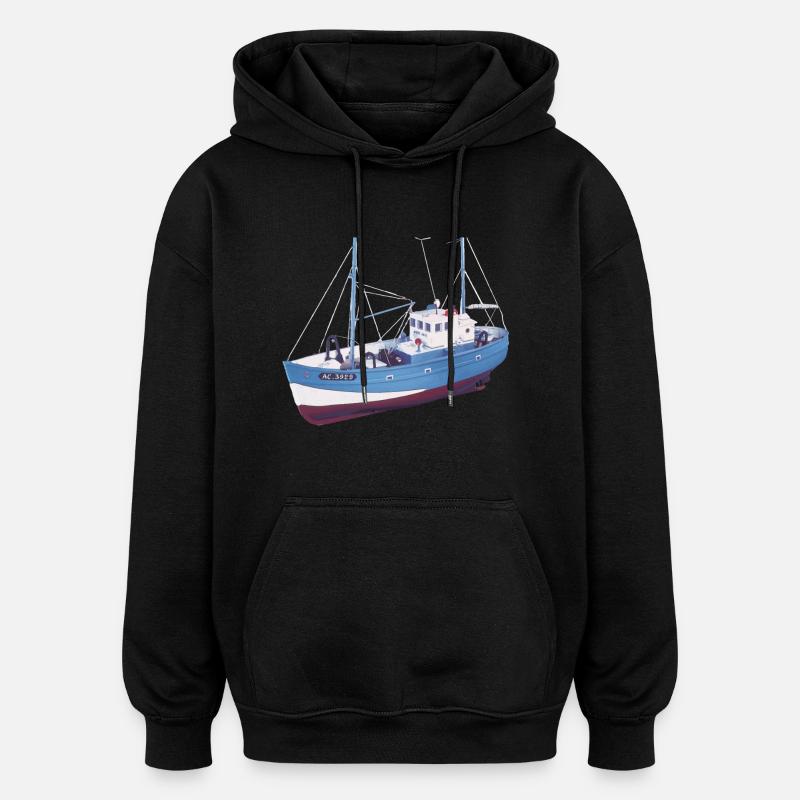 chalutier pecheur - Sweat à capuche oversize unisexe - noir