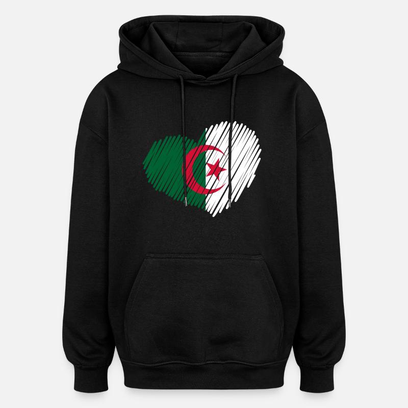 coeur Algérie drapeau - Sweat à capuche oversize unisexe - noir