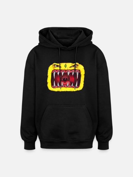 Monster with teeth yellow - Oversized Unisex Hoodie - black