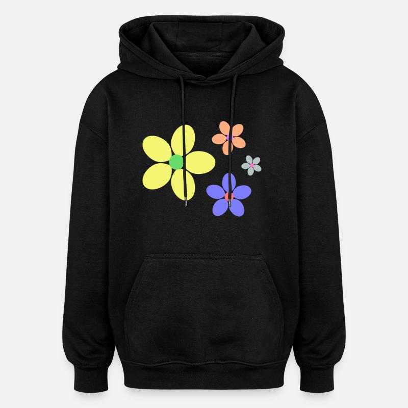 bunte Blumen Hippie retro - Oversized Unisex Hoodie - Schwarz