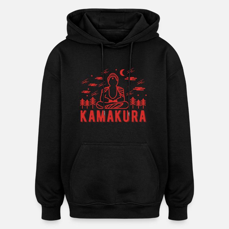 Kamakura - Sweat à capuche oversize unisexe - noir