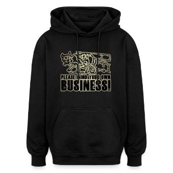 Please mind your own business! - Oversized Unisex Hoodie - black - Front - Noah (186cm)