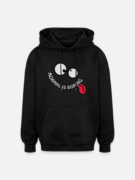 Normal Is Boring Smiley - Oversized unisex-hettegenser - svart
