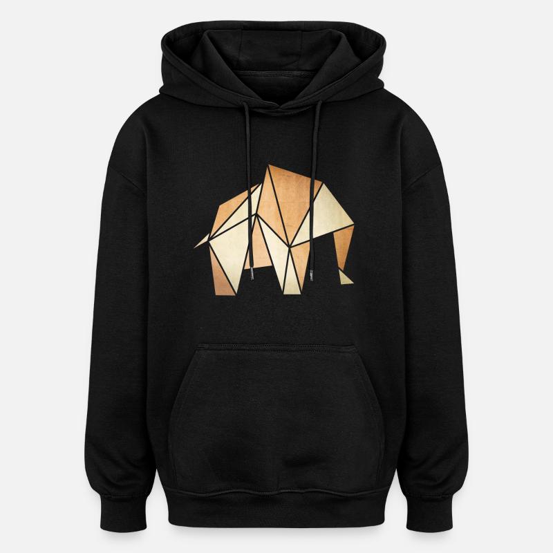 Origami: Elefant (Pergament-Optik) - Oversized Unisex Hoodie - black