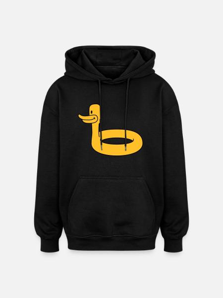 Duck Swimming Ring - Oversized Unisex Hoodie - black