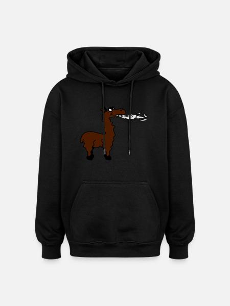 Spitting Llama - Oversized Unisex Hoodie - black