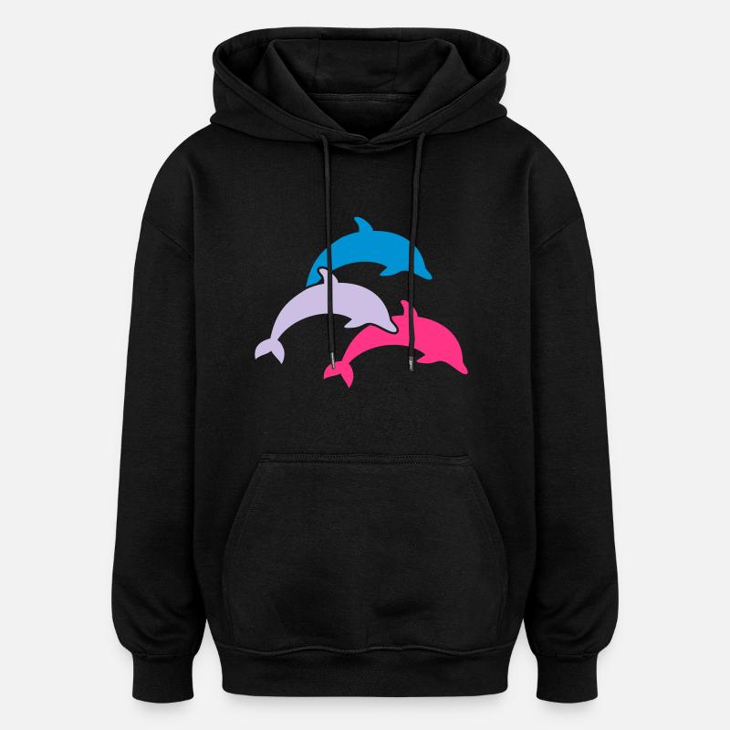 Dolphins - Oversized Unisex Hoodie - black