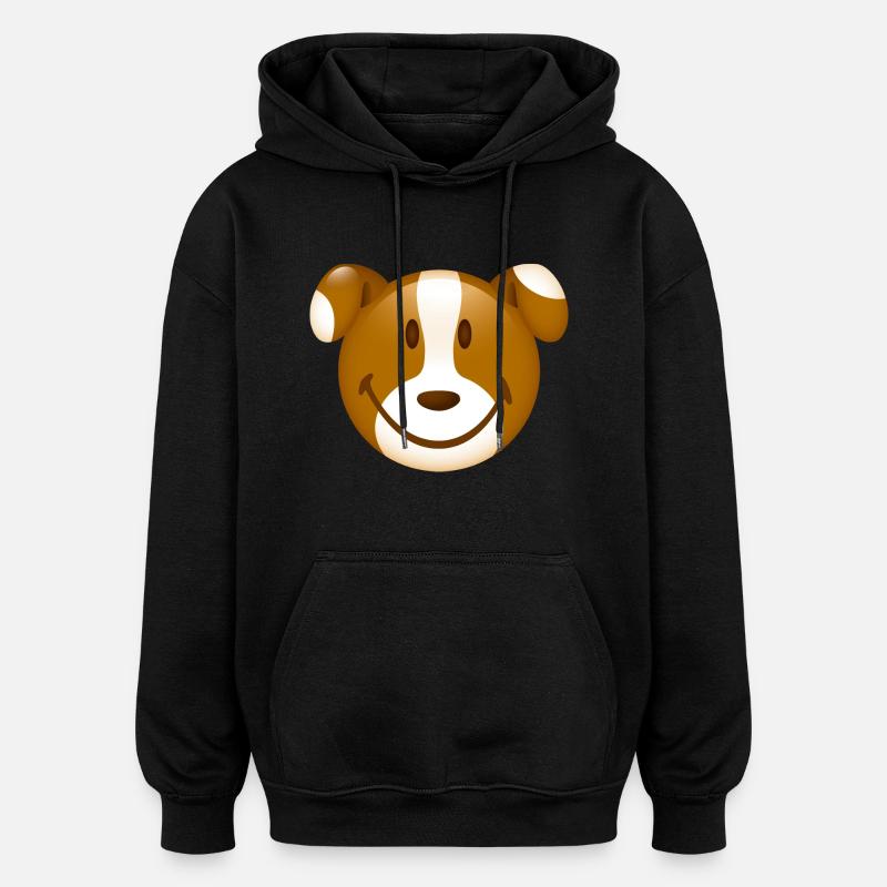 Smiley Dog - Sweat à capuche oversize unisexe - noir