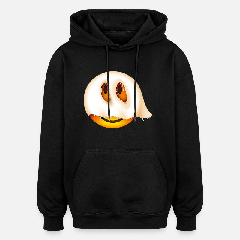Smiley Halloween Ghost - Oversized Unisex Hoodie - Schwarz