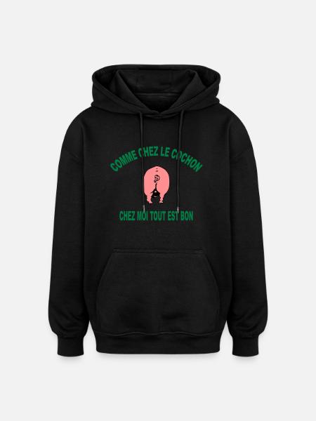 cochon - Sweat à capuche oversize unisexe - noir